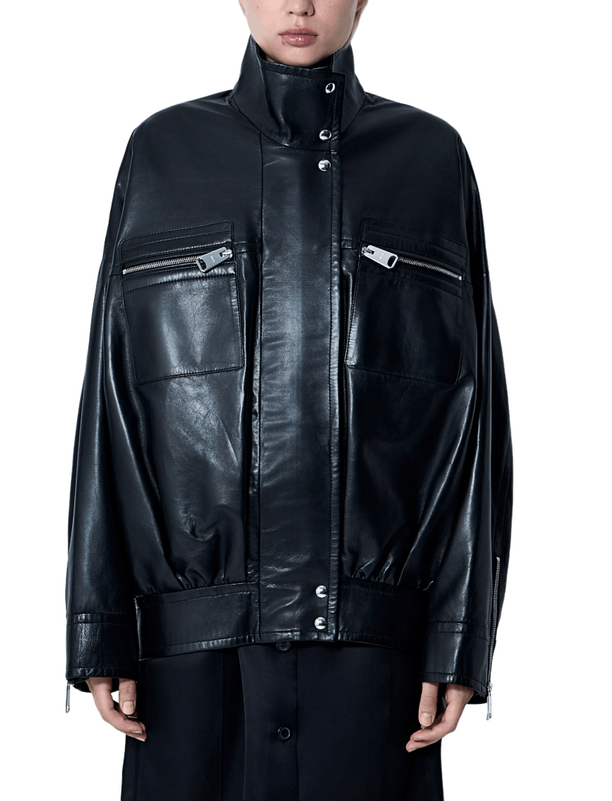 KHAITE KHAITE Ayman Black Leather Jacket New & Authentic Size ONE SIZE - 3 Thumbnail