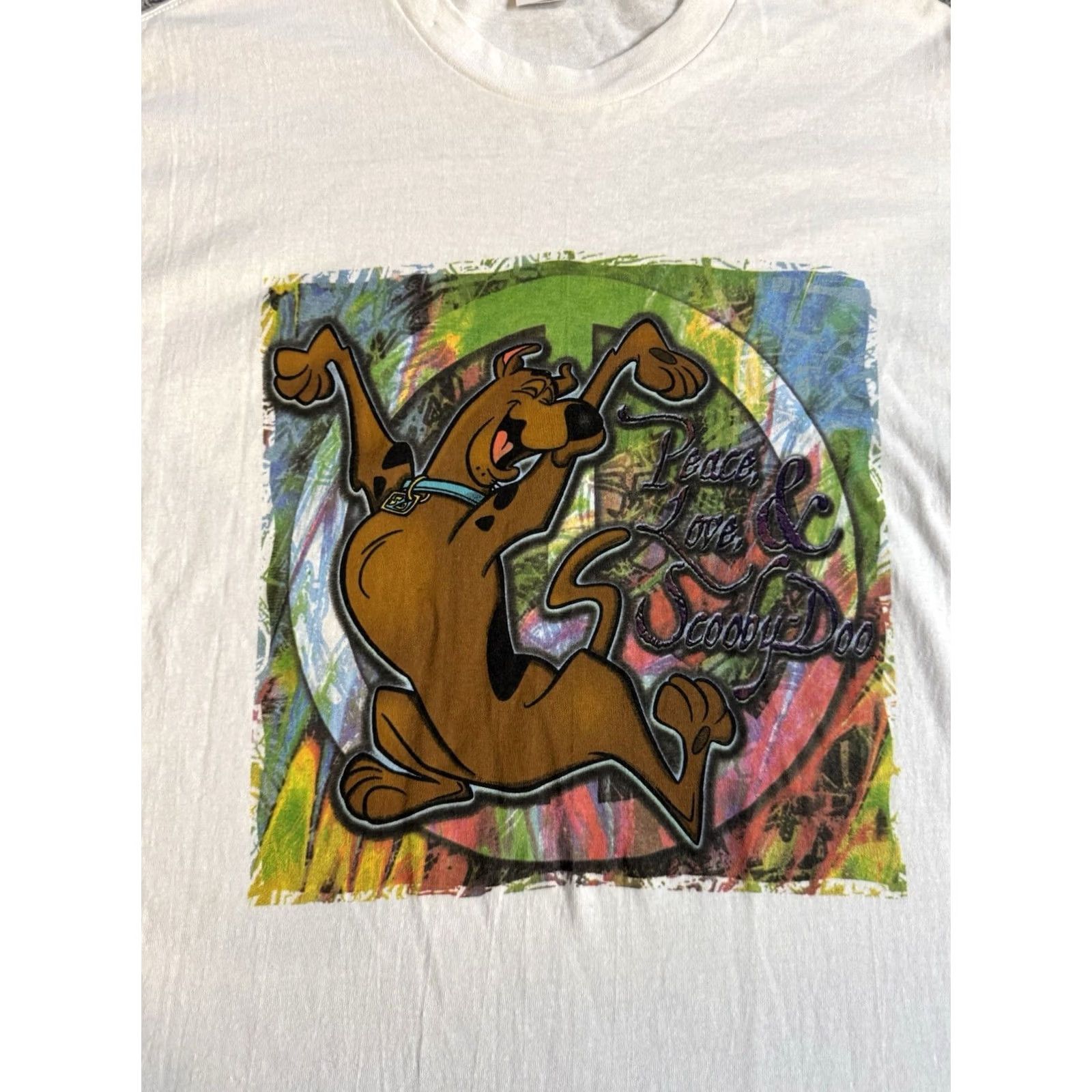 Vintage VINTAGE Hanna-Barbera Scooby-Doo T-Shirt M Men White 2000s Hippe Love Cartoon Rock Logo 2000-2009 Mens Shorts Sleeve Crew Neck Cotton Graphic Print Size US M / EU 48-50 / 2 - 2 Thumbnail