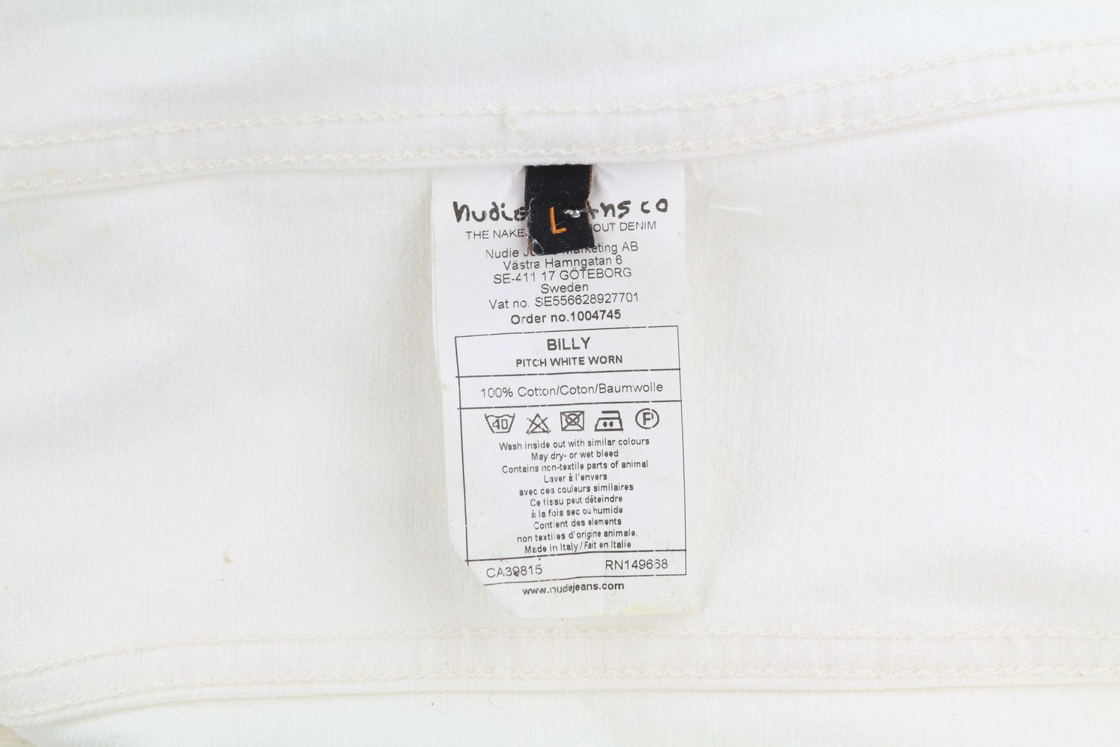 Nudie Jeans BILLY L Pitch White Worn Denim Polo Neck Jacket 83692 Size US L / EU 52-54 / 3 - 6 Thumbnail