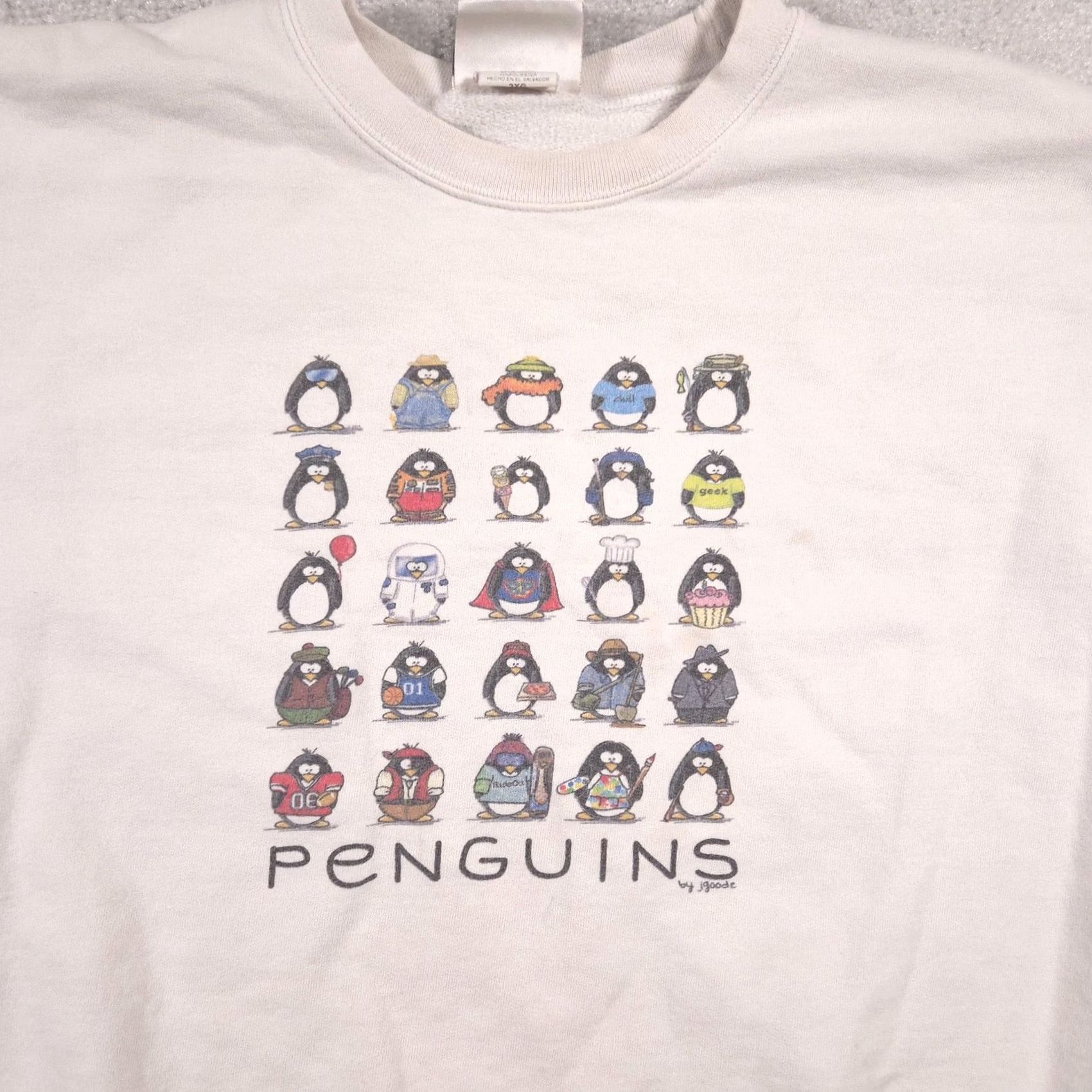Hanes Hanes Sweatshirt Mens 2XL White Graphic Penguins Funny Animal Fleece Pullover Size US XXL / EU 58 / 5 - 2 Thumbnail