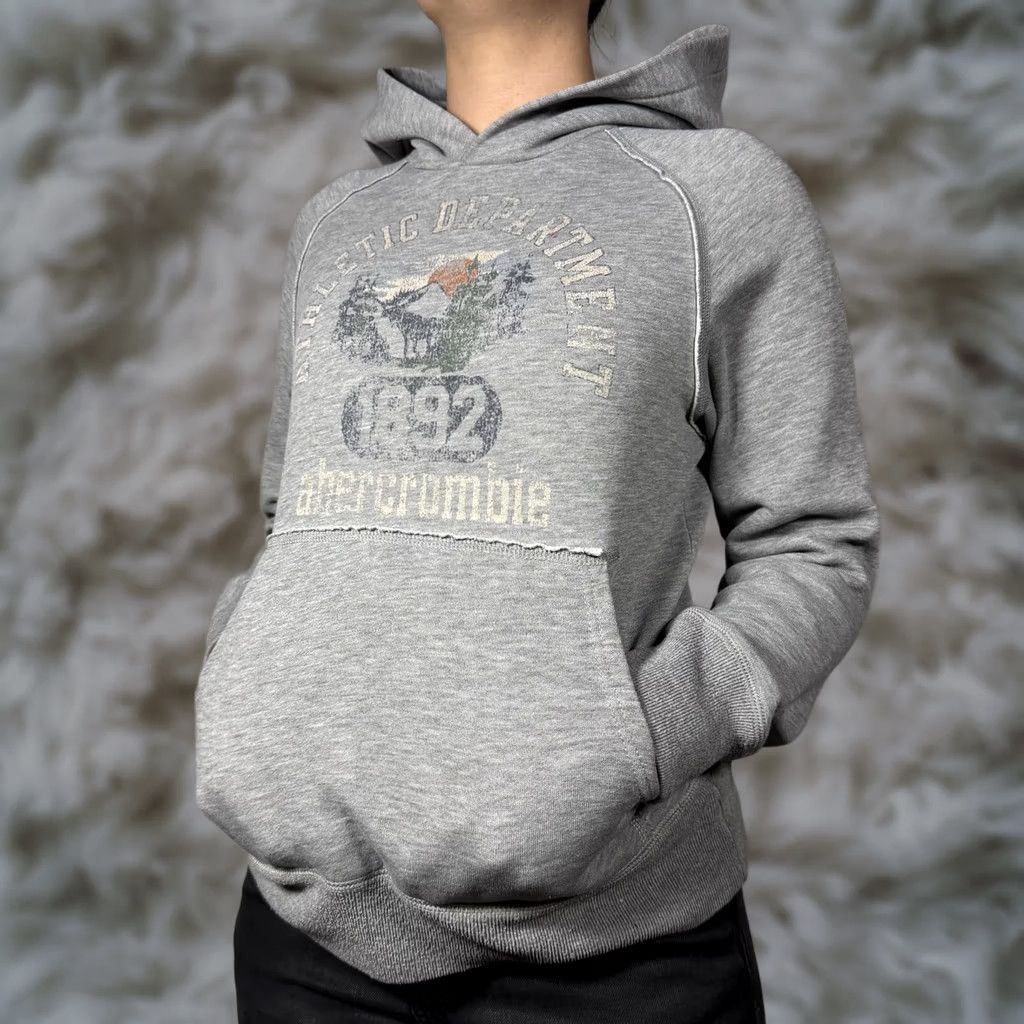 Vintage Abercrombie Fitch Hoodie Womens Small Gray Y2K Pullover 1892 Sweatshirt Size S / US 4 / IT 40 - 1 Thumbnail