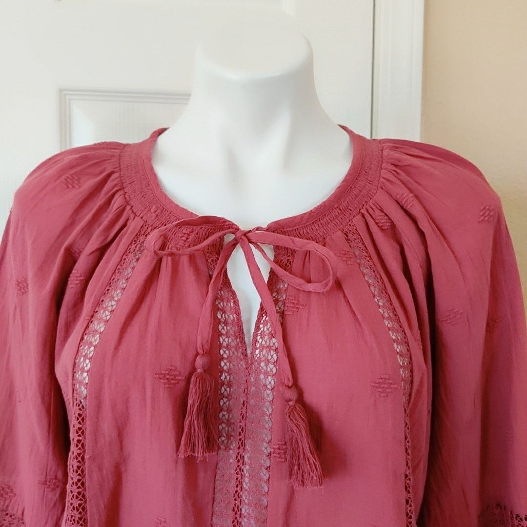 American Eagle Outfitters Lace inset boho top sz M Size M / US 6-8 / IT 42-44 - 2 Thumbnail