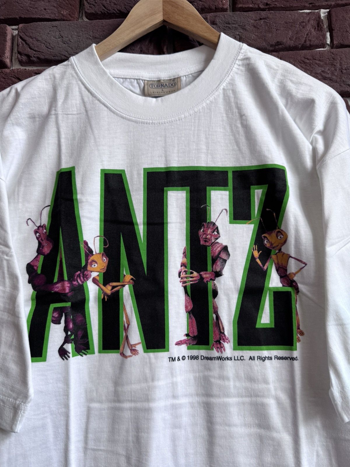 Vintage Antz 98 90s Dreamworks Vintage Promo Movie T-Shirt Logo Size US L / EU 52-54 / 3 - 3 Thumbnail