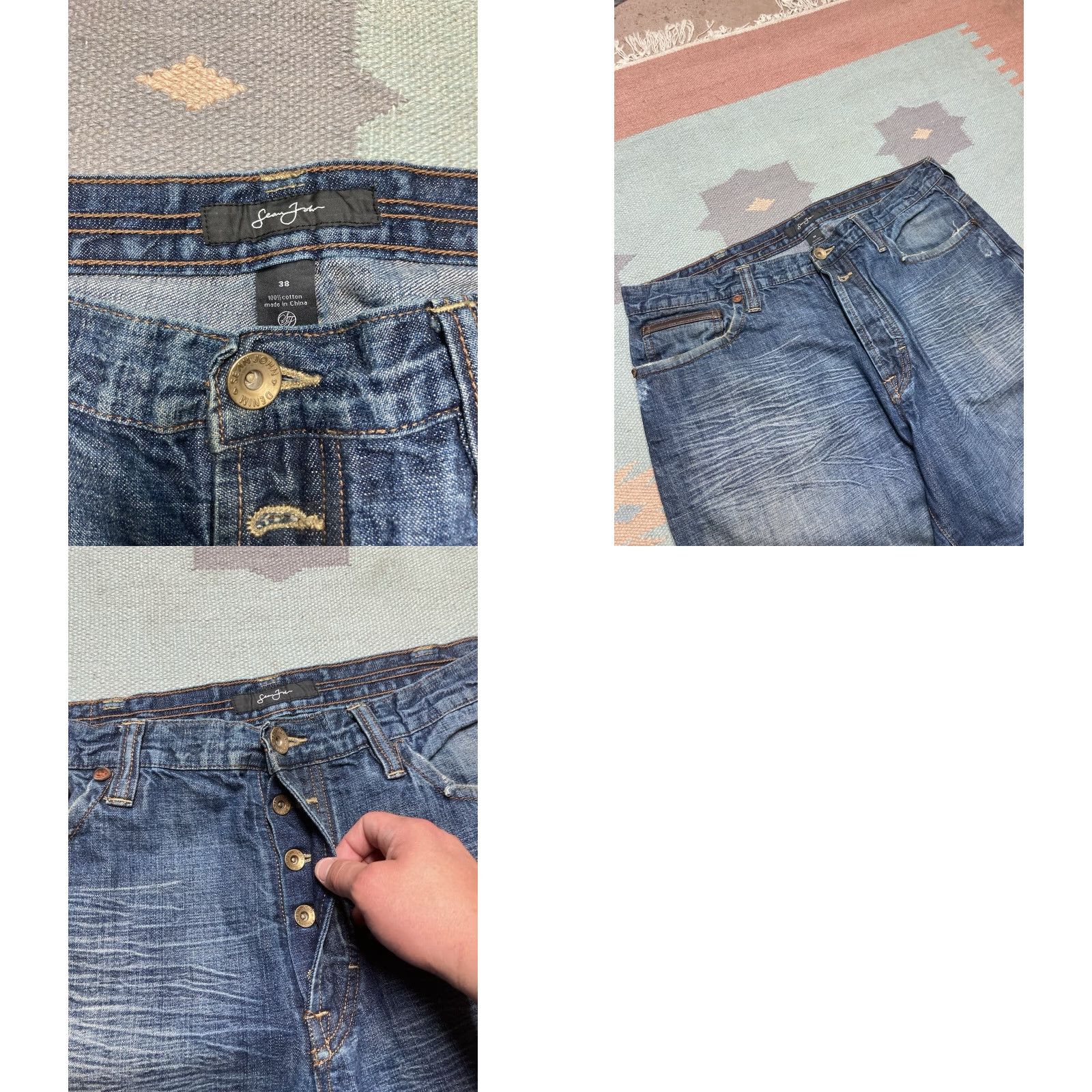 Sean John VINTAGE Sean John Jeans Hip Hop Baggy Wide-Leg 38x34 Men blue Size US 38 / EU 54 - 8 Thumbnail