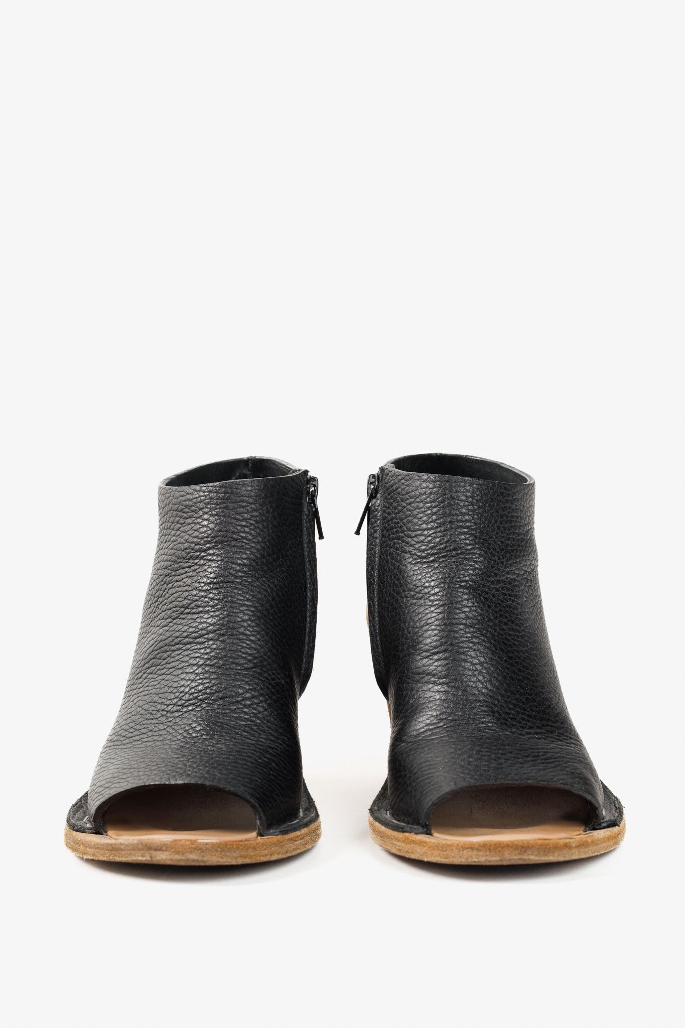 Balenciaga Balenciaga Black Pebbled-Leather Peep-Toe Sandals Size US 6.5 / IT 36.5 - 2 Thumbnail
