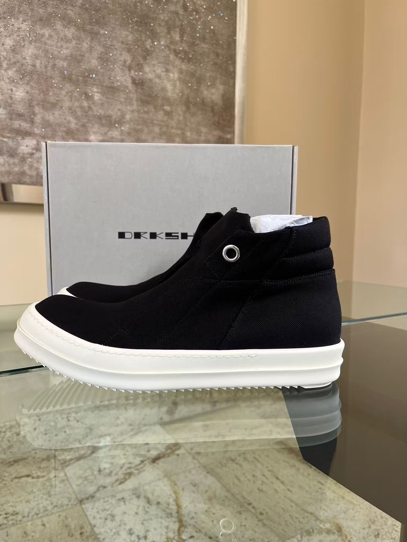 image of Rick Owens Canvas Island Dunks In Black Shoes, Men's (Size 8)