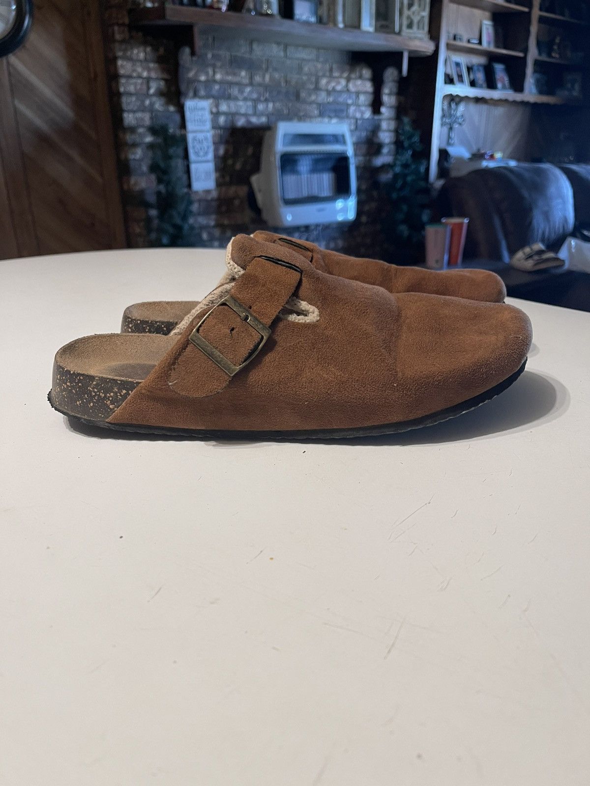 Other Men’s Size 10 Brown Suede Sherpa Lined Slip On Buckled Mules Size US 10 / EU 43 - 1 Thumbnail