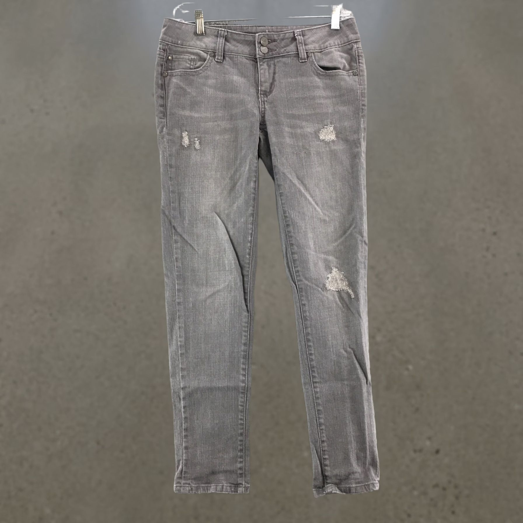 Vintage SOHO New York Gray Boyfriend Jeans Womens 2 Low Rise Distressed Zip Fly Button Size 26" / US 2 / IT 38 - 1 Thumbnail