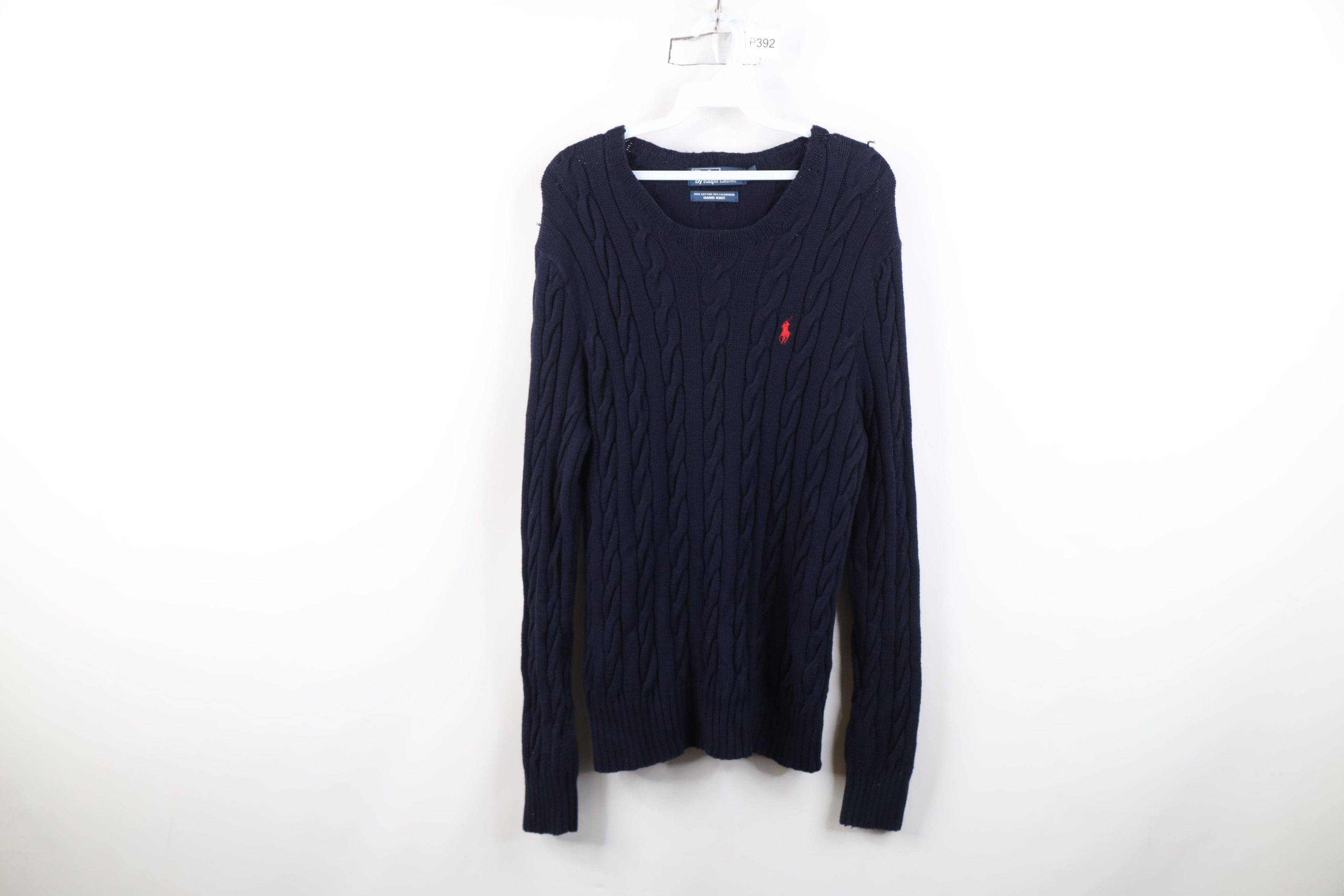 Polo Ralph Lauren Vintage 90s Ralph Lauren Chunky Cable Knit Sweater Blue Size XL / US 12-14 / IT 48-50 - 1 Thumbnail