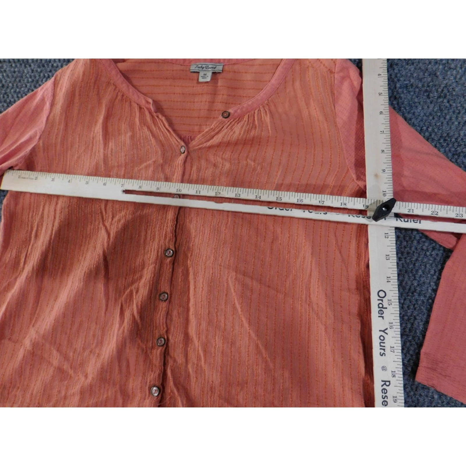 Lucky Brand Lucky Brand Shirt Womens Medium Button Down Long Sleeve Boho Lace Trim Top Size M / US 6-8 / IT 42-44 - 5 Thumbnail