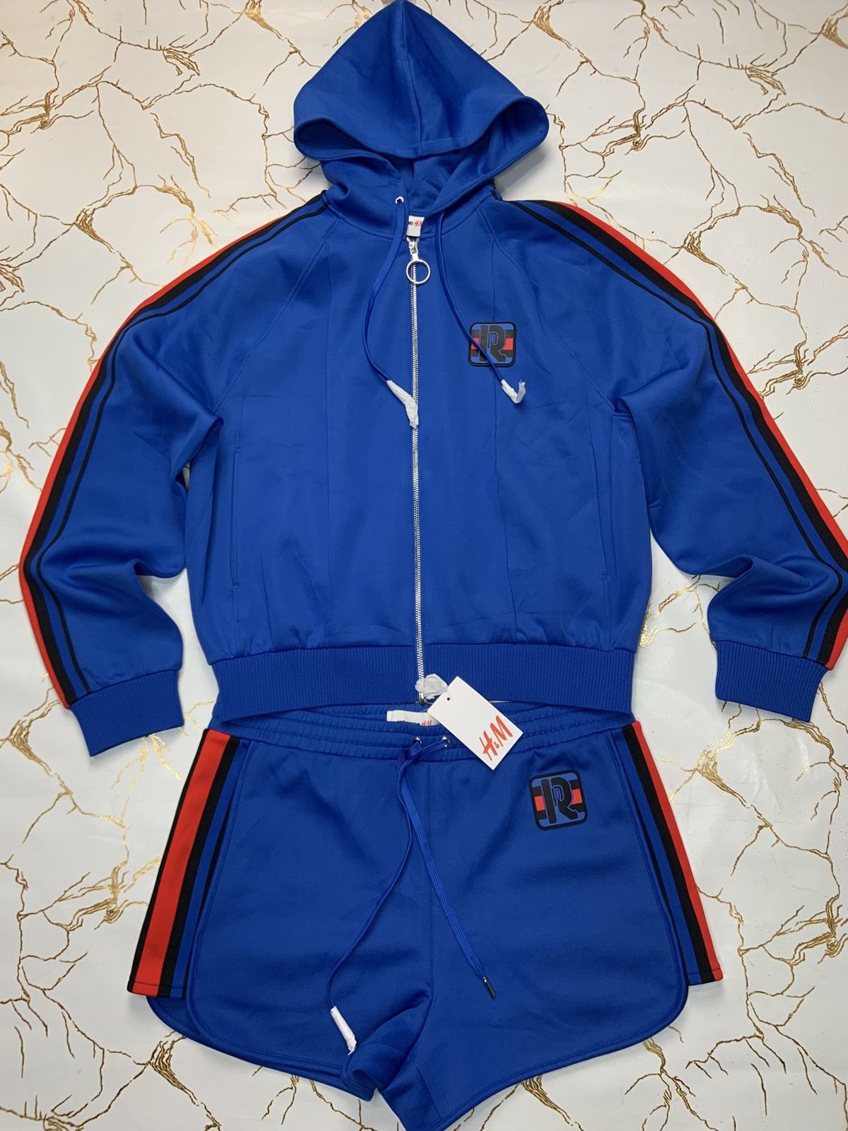 H&M × Paco Rabanne New Rabanne H&M Unisex Blue Full Zip Hooded Tracksuit Size L / US 10 / IT 46 - 7 Thumbnail