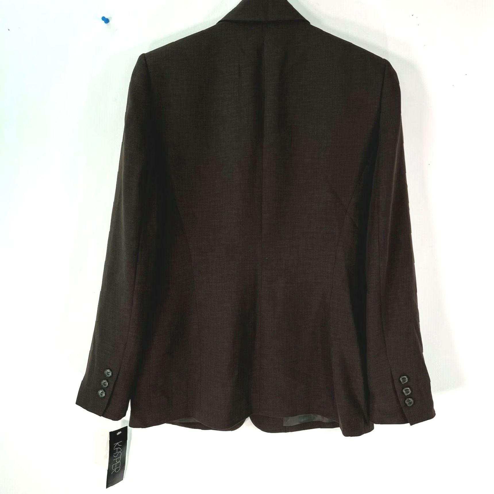 Kasper Kasper Womens Blazer Jacket Notch Brown Three-Button Long Sleeve Size 4 Size S / US 4 / IT 40 - 2 Thumbnail