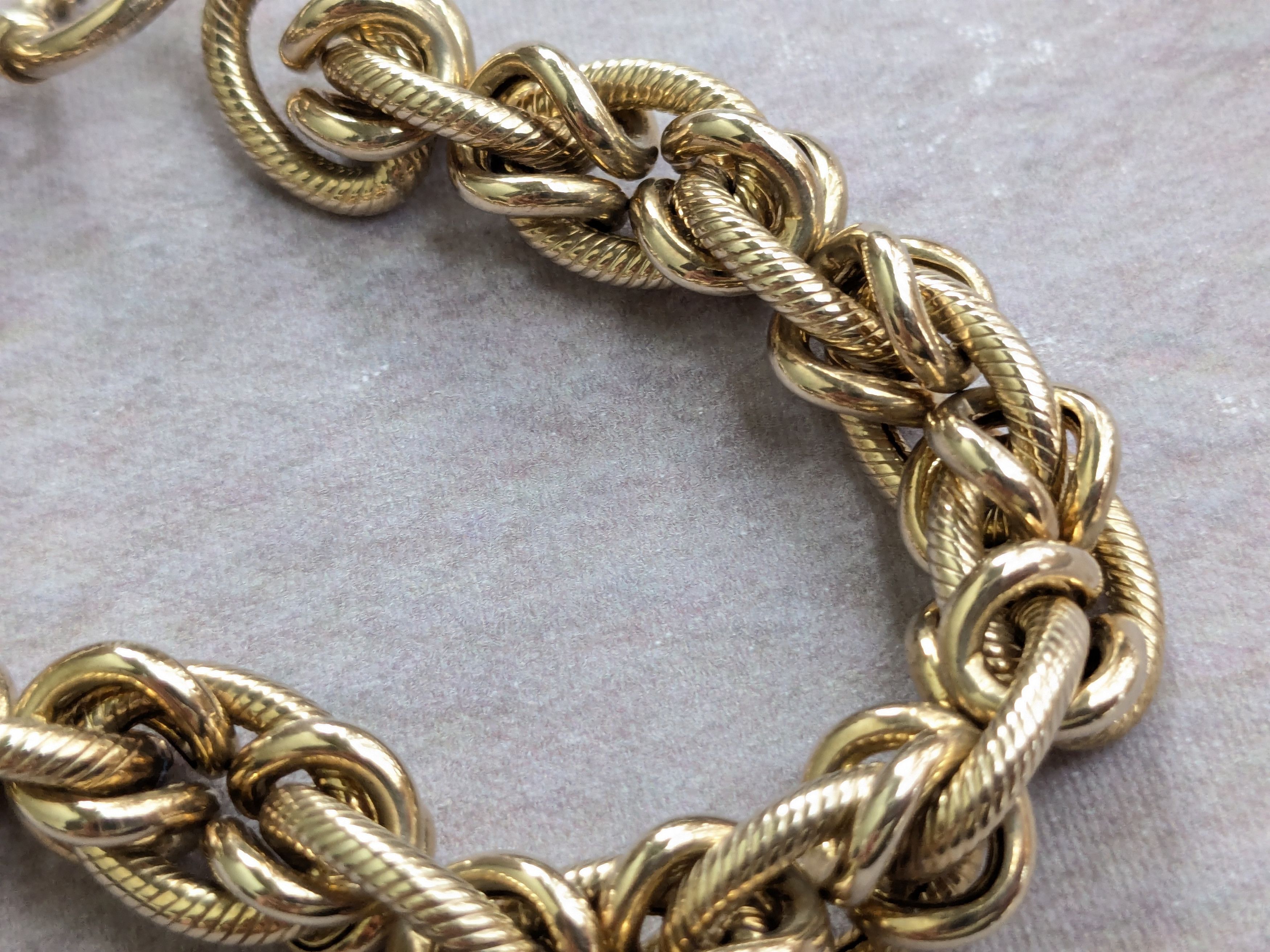 Jewelry Vintage Sterling Silver Bracelet Oval Vermeil Gold 8.25 Size ONE SIZE - 10 Thumbnail