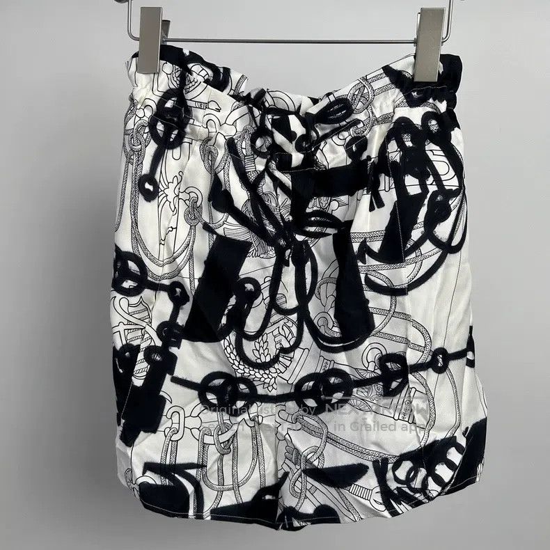 Hermes Black and White Printed Shorts