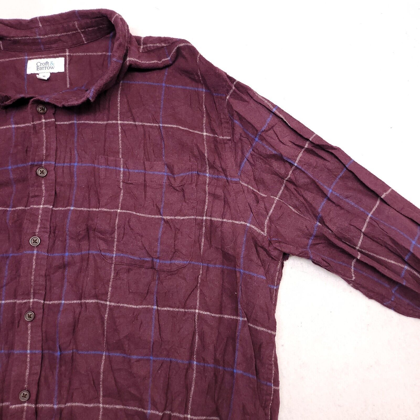 Croft & Barrow Croft & Barrow Windowpane Flannel Shirt Mens Size XL Maroon Size US XL / EU 56 / 4 - 5 Thumbnail