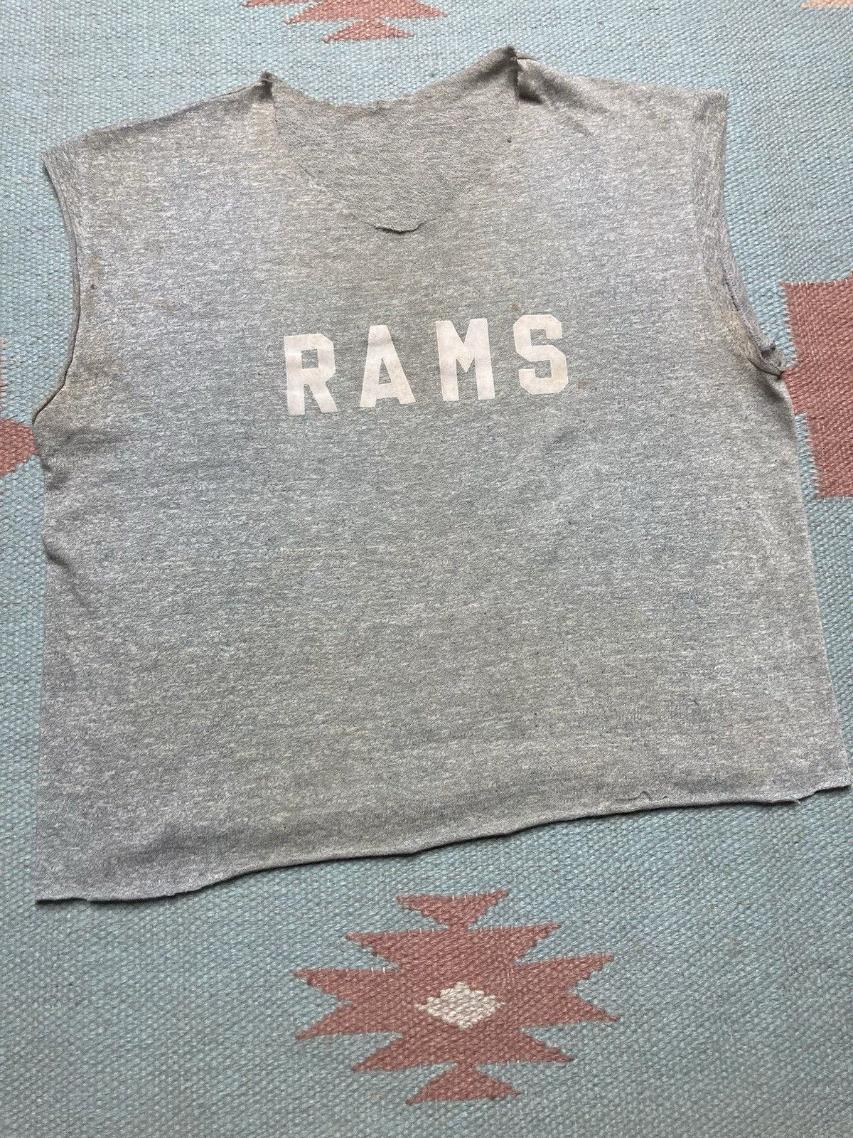 Vintage 70s t shirt chopped Rams gray tri blend boxy cropped medium Size US M / EU 48-50 / 2 - 2 Thumbnail