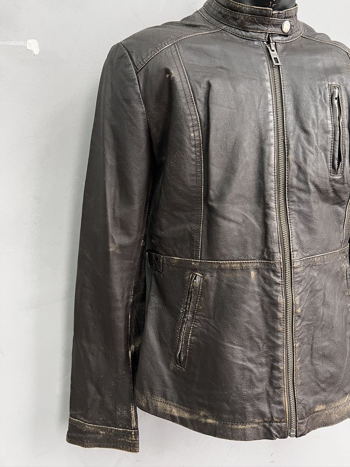 14th Addiction 14th addiction style leather distressed racing zipper jacket Size US M / EU 48-50 / 2 - 5 Thumbnail