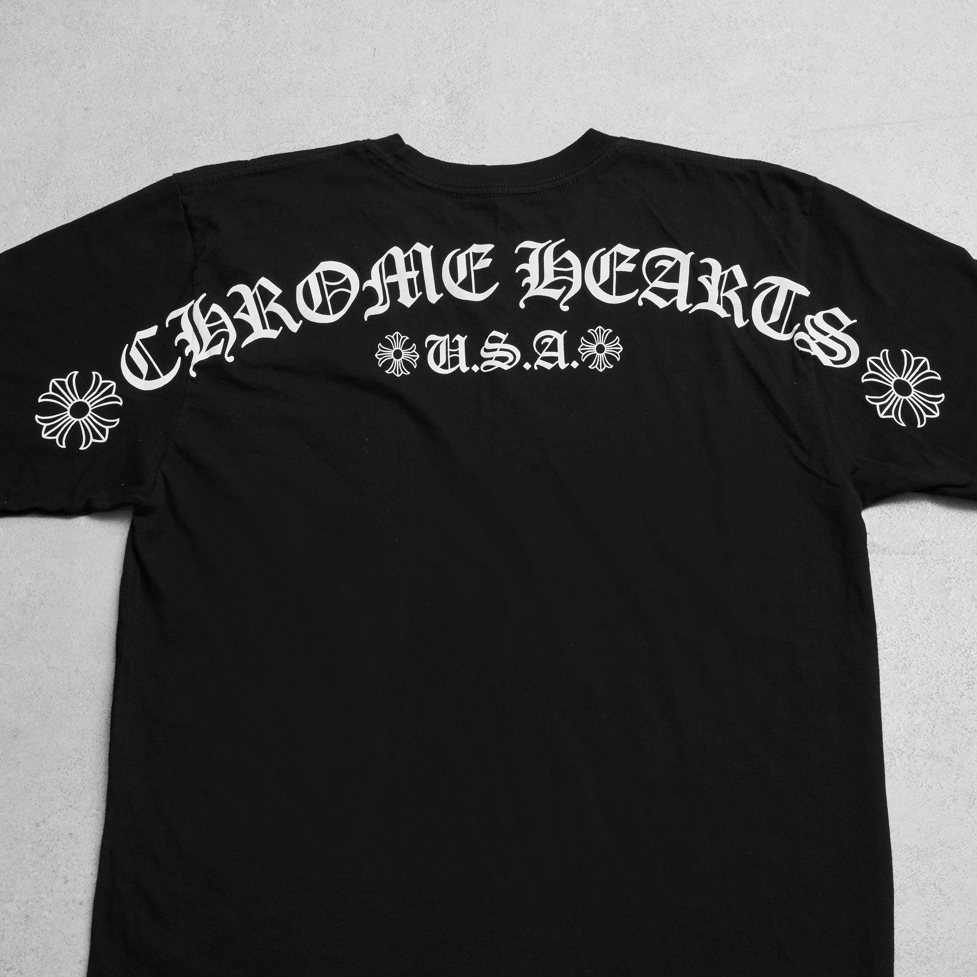CHROME HEARTS Tシャツ USA製 Chrome Hearts USA Flag Triple Cross Logo Short Sleeve Tee