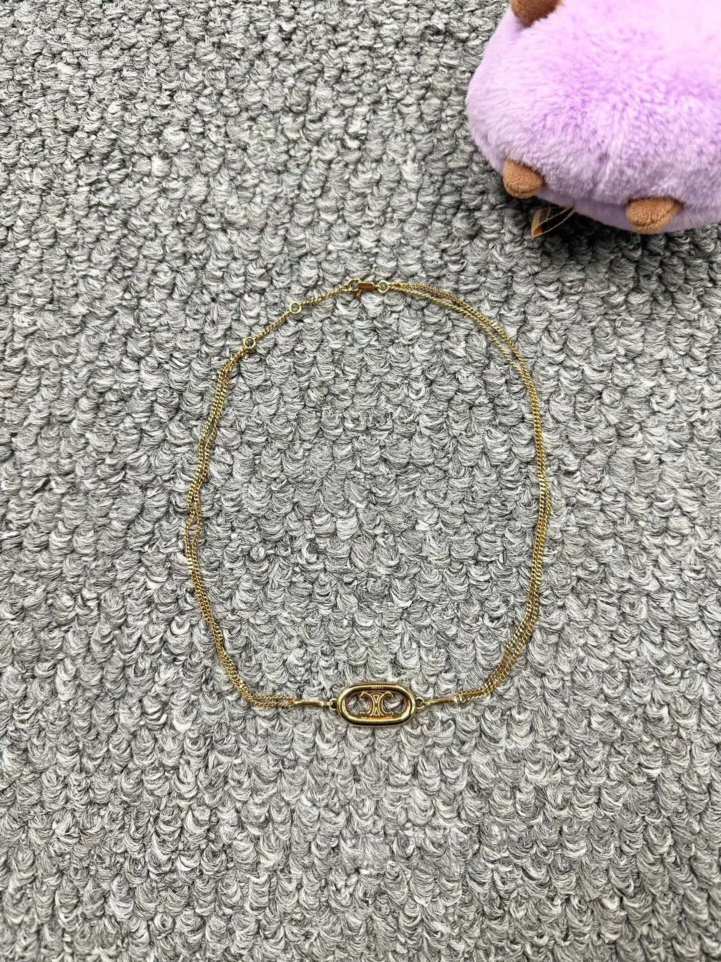 Celine CELINE Golden Triumphal Arch Logo Necklace| Size ONE SIZE - 1 Thumbnail