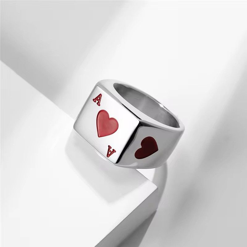 Jewelry × Vintage Red Retro Good Luck Poker Ring Size ONE SIZE - 2 Thumbnail