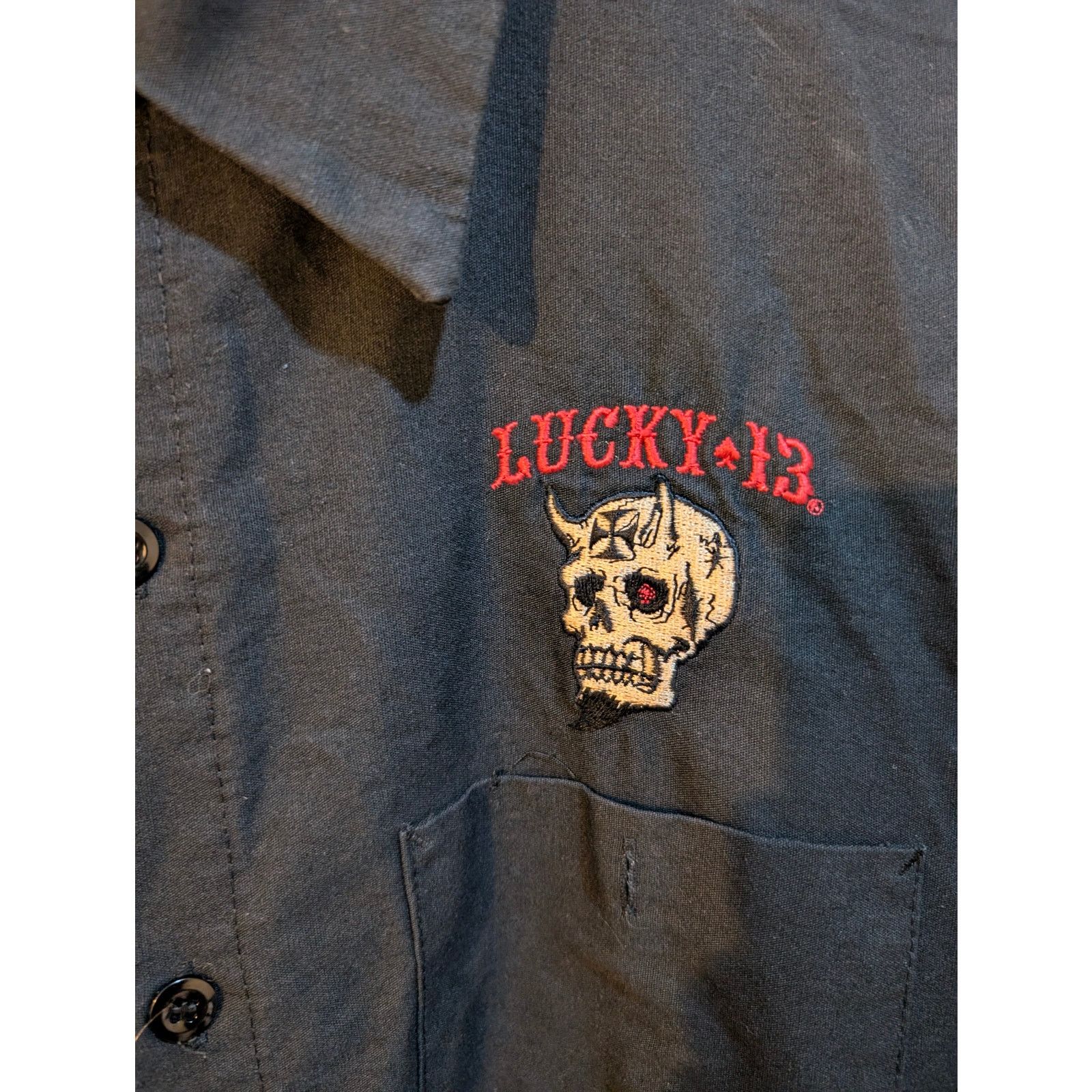 Lucky Brand Lucky 13 Red Kap Mechanic Skull Goth Pinup Tattoo Skull XXL Size US XXL / EU 58 / 5 - 3 Thumbnail