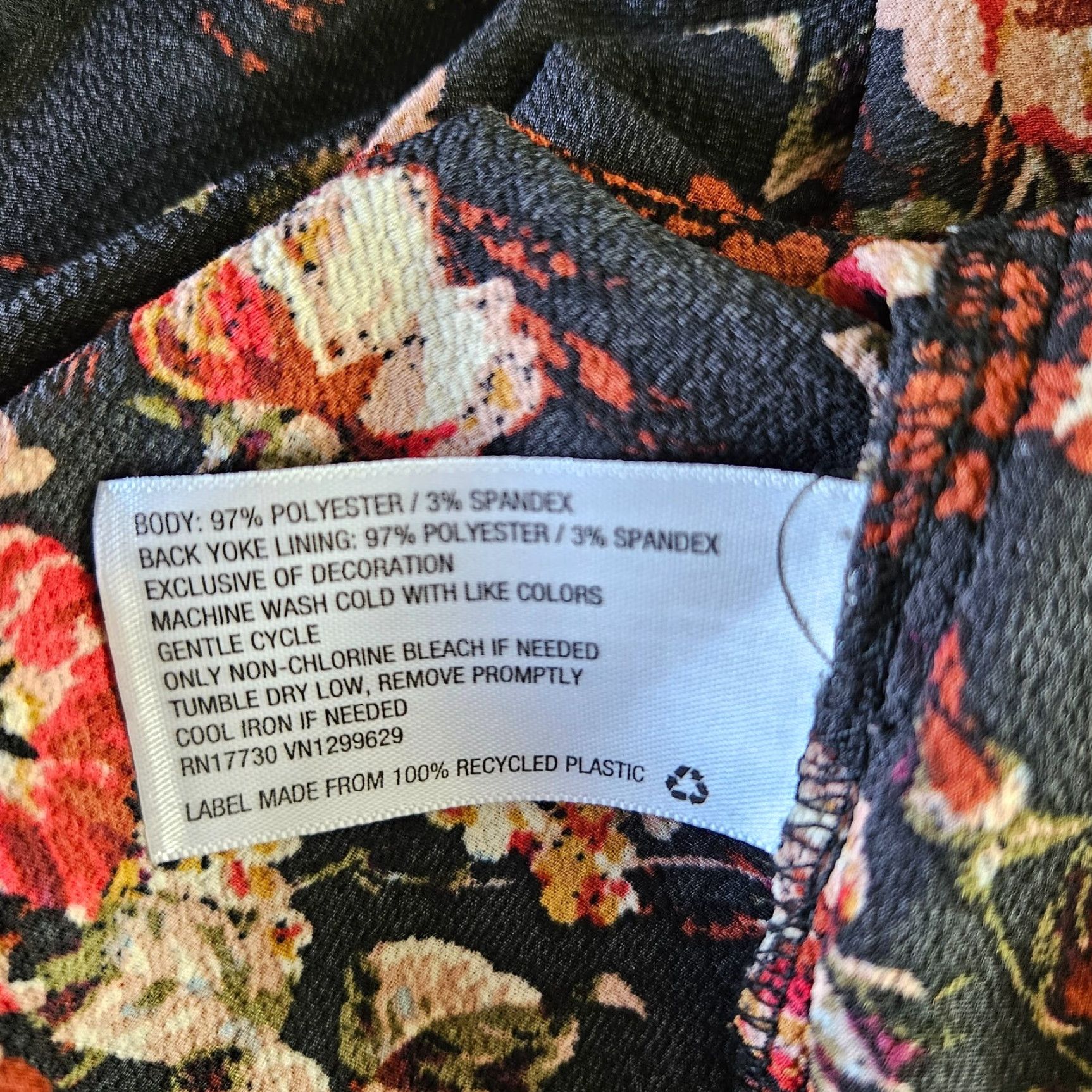 Vintage Knox Rose Womens Blouse XL Black Red Floral Long Sleeve Top Size XL / US 12-14 / IT 48-50 - 4 Thumbnail