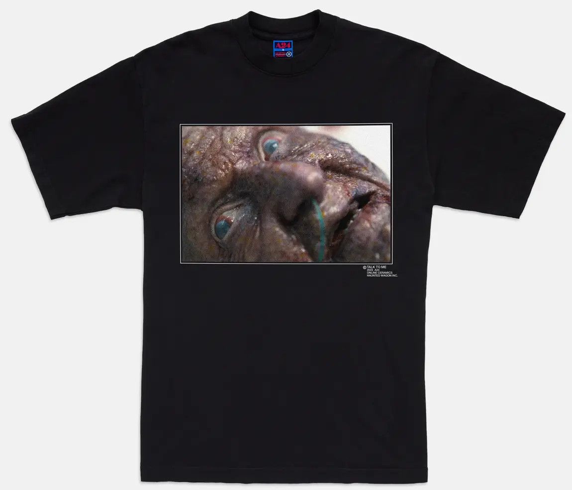 image of A24 x Online Ceramics X Talk To Me Grip Of Evil Tee T-Shirt in Black, Men's (Size Large)