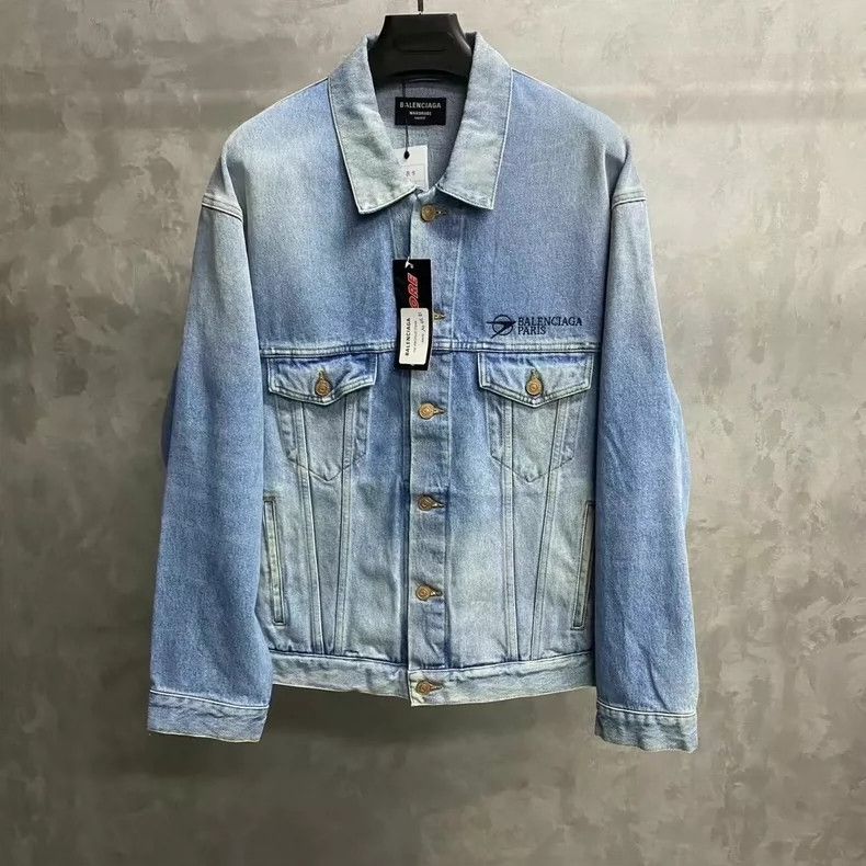Balenciaga Balenciaga Blue Logo Embroidered Denim Jacket - dmc Size US XS / EU 42 / 0 - 1 Thumbnail
