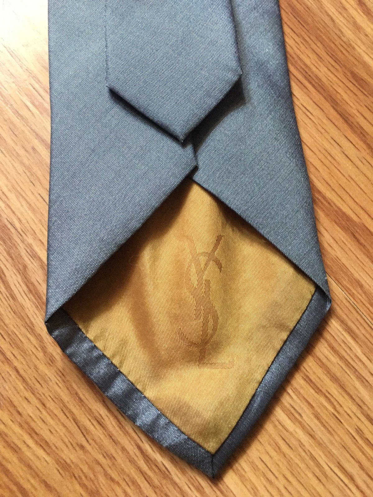 Yves Saint Laurent Yves Saint Laurent Silver Metal Silk Mens Neck Tie Size ONE SIZE - 2 Thumbnail