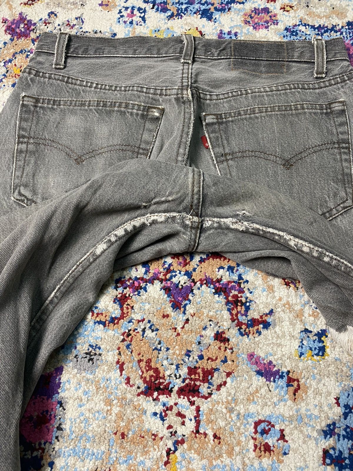 Levi's × Vintage 1989 Red Bat Wing 501 Levis Strauss Slim Straight Grey Jeans Size US 30 / EU 46 - 11 Thumbnail