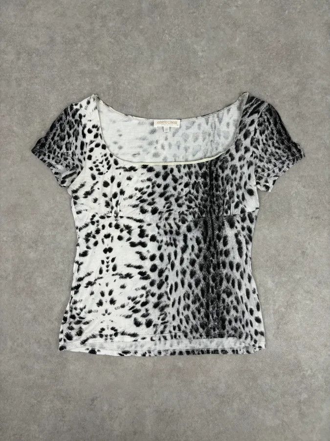 Roberto Cavalli Roberto Cavalli Black White Leopard Print T-Shirt Size S / US 4 / IT 40 - 2 Thumbnail