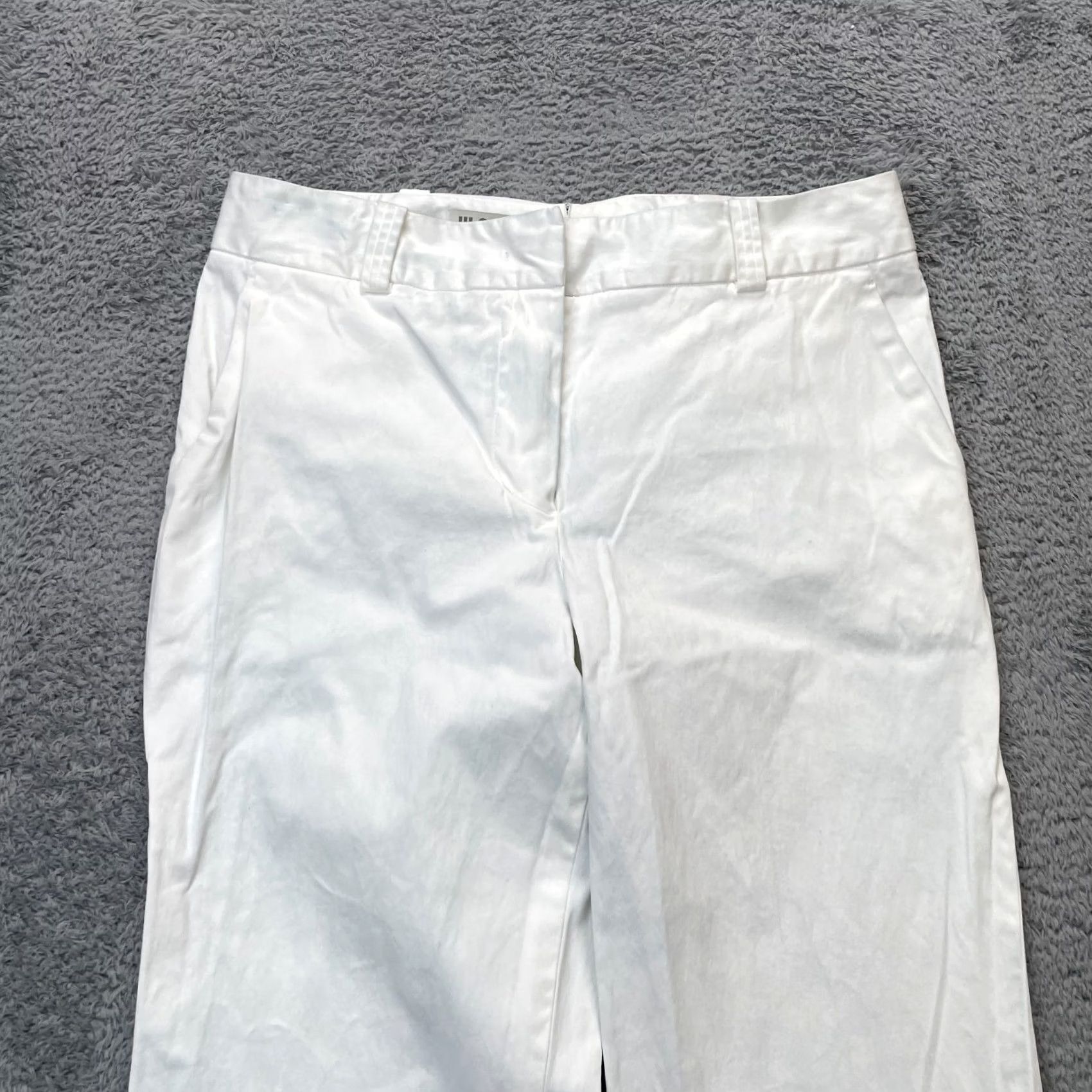 Jil Sander Jil Sander Pants Womens 40 White Cropped Cotton Satin Stretch Casual Classic Size 30" / US 8 / IT 44 - 5 Thumbnail