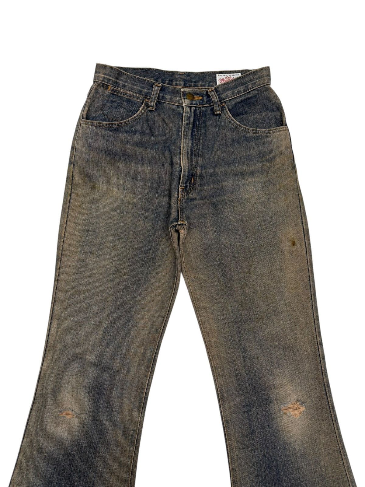 If Six Was Nine FLARE JEAN RUSTY MUD WASH WRANGLER VINTAGE BOOTCUT DISTRESS Size US 27 - 5 Thumbnail