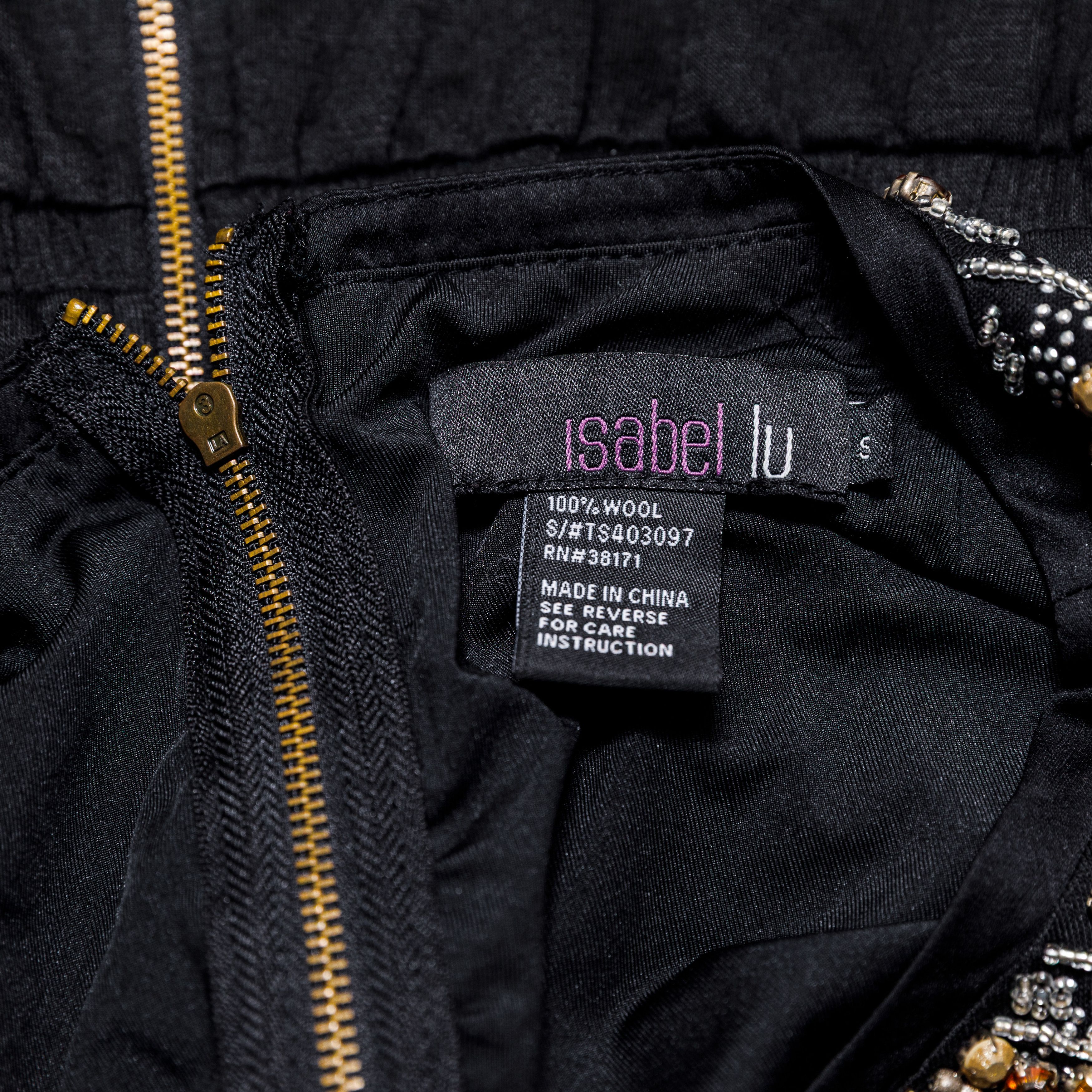 Other Isabel Lu Wool Studded Beaded Rhinestone Mini Black Dress Size S / US 4 / IT 40 - 6 Thumbnail
