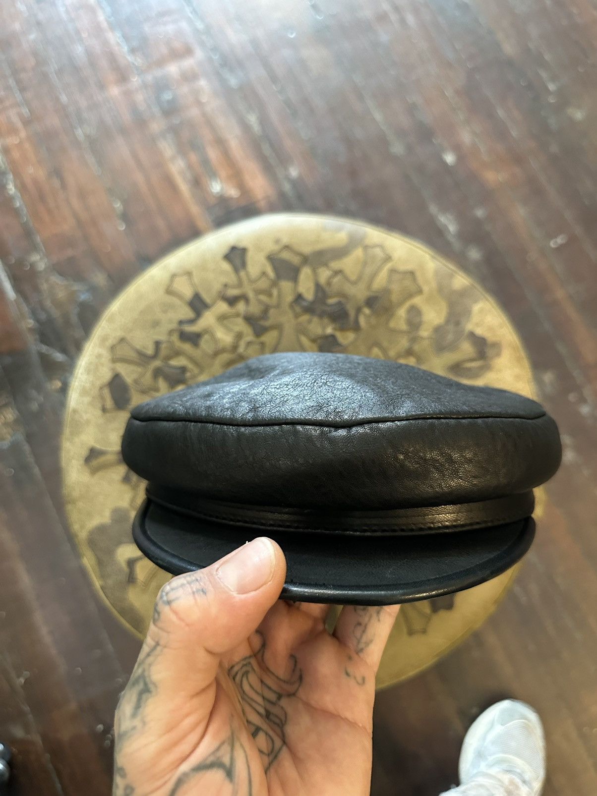 Chrome Hearts Chrome Hearts PERFECT NEW Black Leather Sailor Hat Size ONE SIZE - 2 Thumbnail