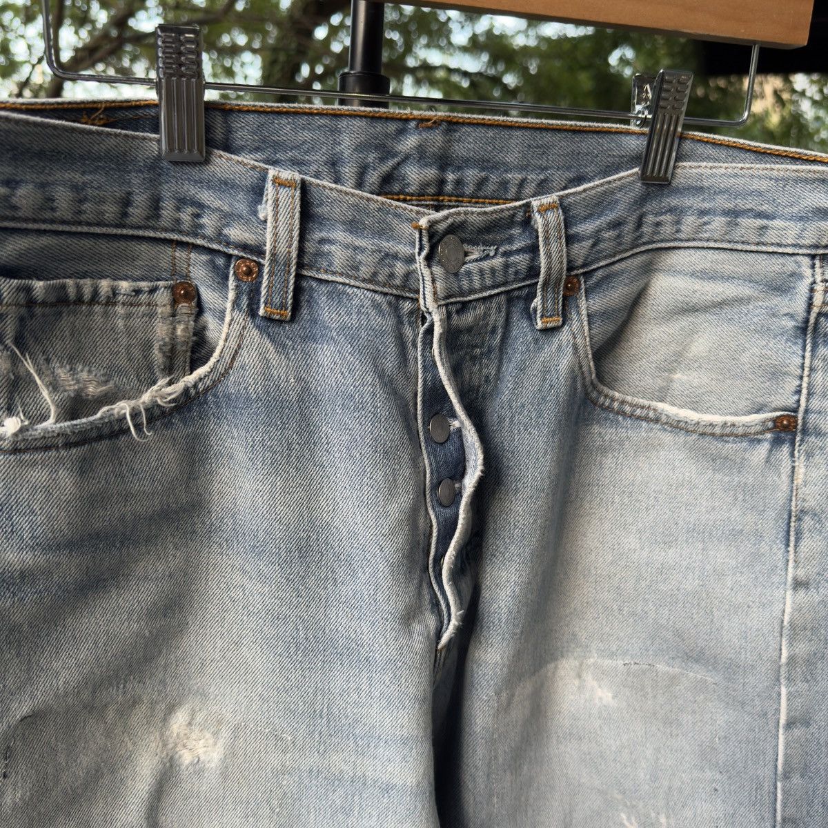 Levi's 90s Levi's 501xx Thrashed Repaired Cropped Jeans ERD Grunge Size US 32 / EU 48 - 12 Thumbnail