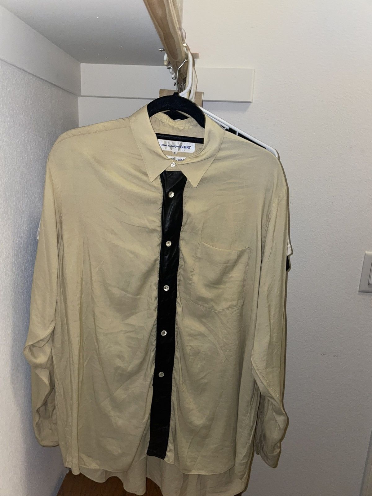 image of Comme Des Garcons Comme Des Garçons Button Up Shirt Leather in Beige, Men's (Size Medium)