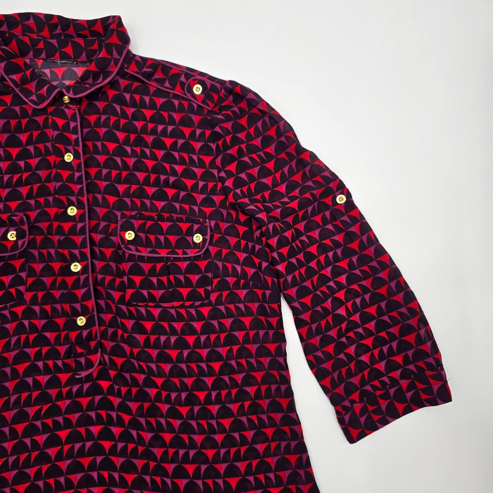 Other Purple Button Half Circle Patterned Gold Button Shirt Medium Size M / US 6-8 / IT 42-44 - 4 Thumbnail