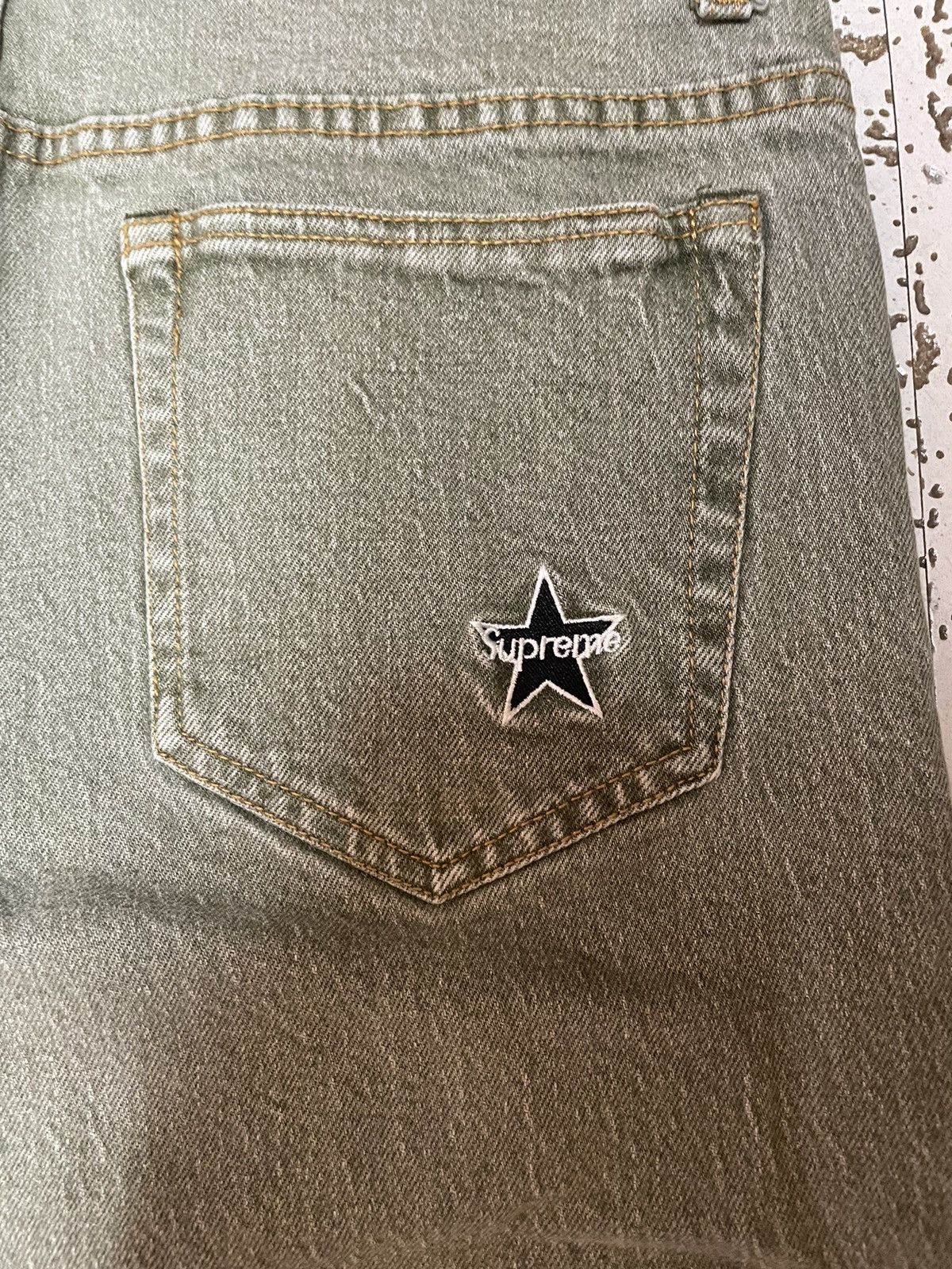 Supreme Star Patch Stone Washed Green Jeans