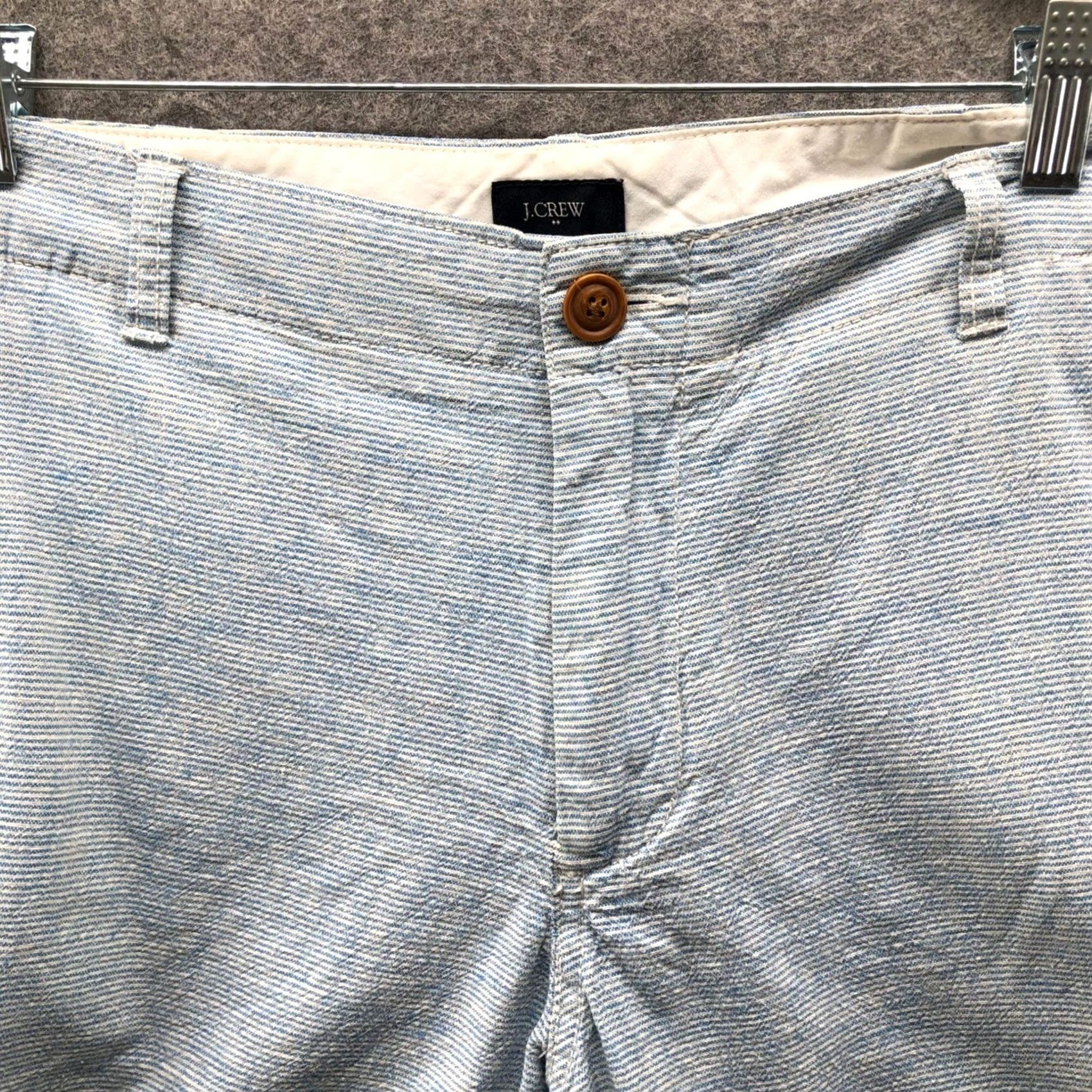 J.Crew VINTAGE J. Crew Linen Cotton Beach Short Mens 34 Blue White Stripe 8" Flat Front Size US 34 / EU 50 - 5 Thumbnail