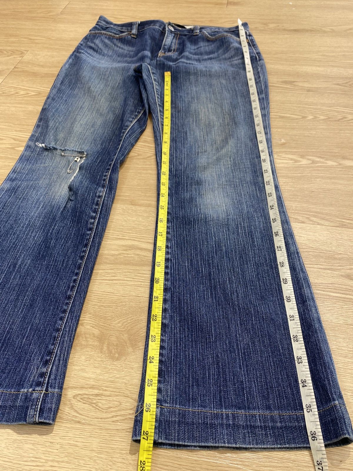 Gap GAP Blue Wash Style Ribbed Flare Jeans Size US 30 / EU 46 - 11 Thumbnail