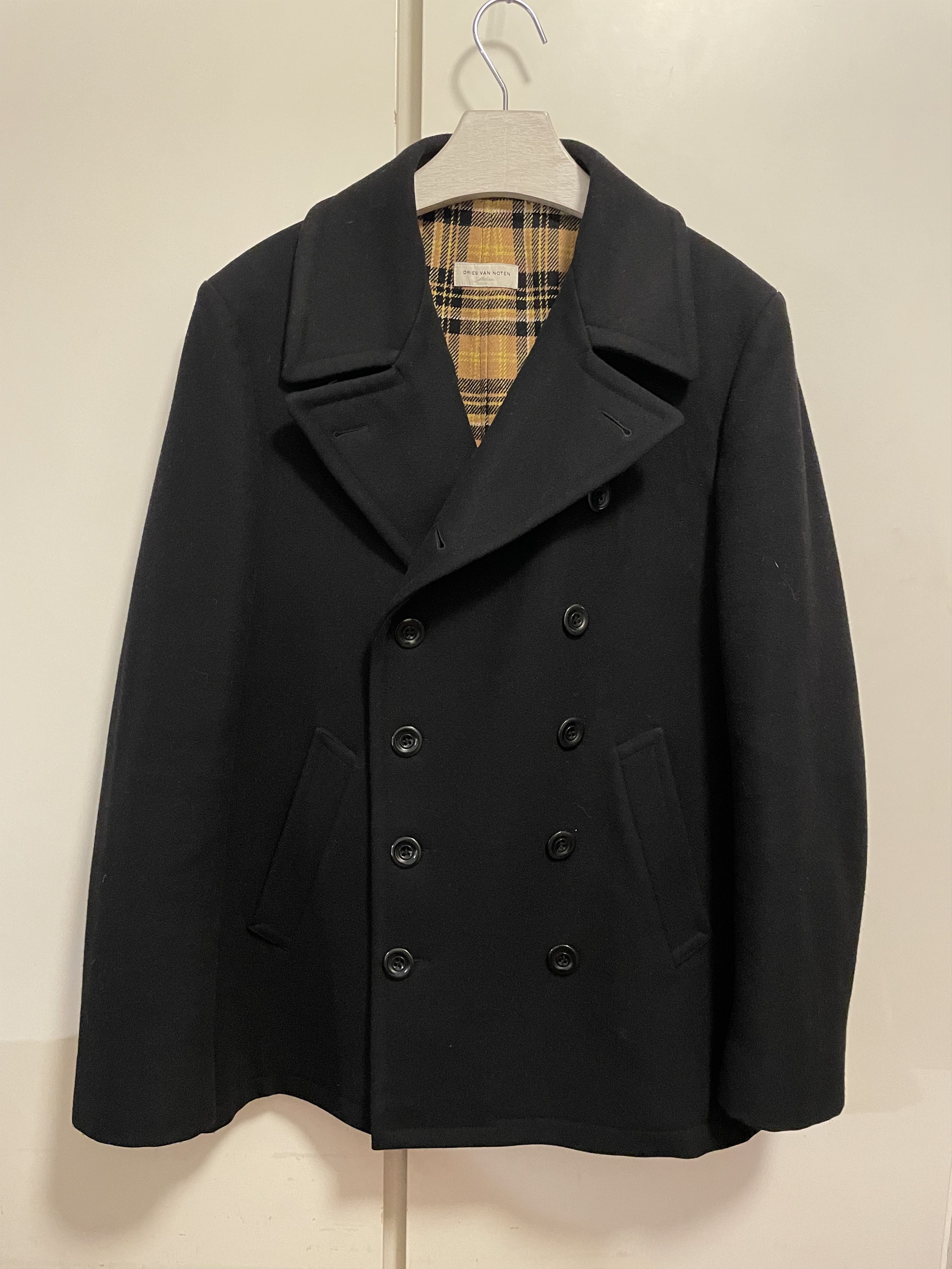 Wool Burberry Eckford BURBERRY ダークグレーチェックのピーコート