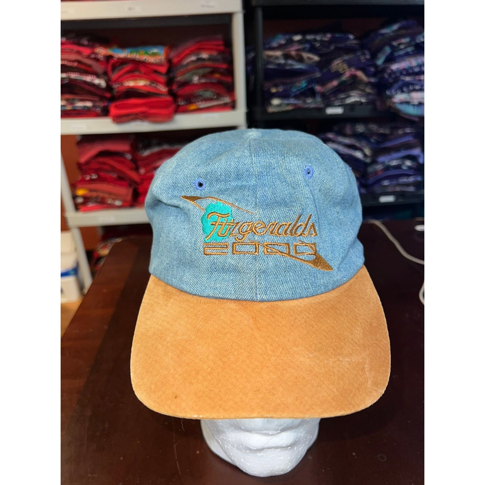 Vintage Vintage Fitzgeralds Hat 2000 Denim Cap Headwear Black Hawk Size ONE SIZE - 1 Thumbnail