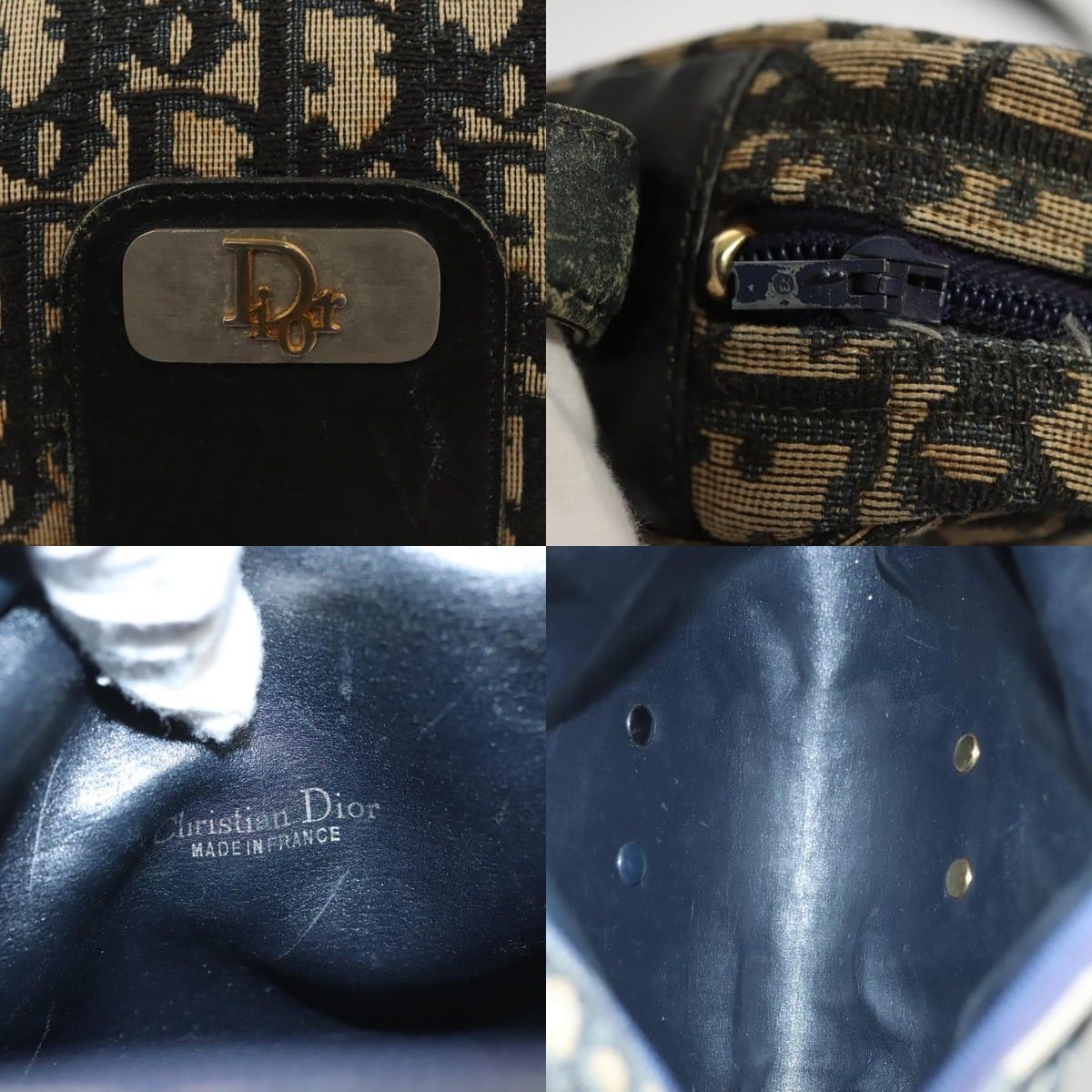 Dior DIOR Trotter Canvas Shoulder Bag Navy Gold Size ONE SIZE - 11 Thumbnail
