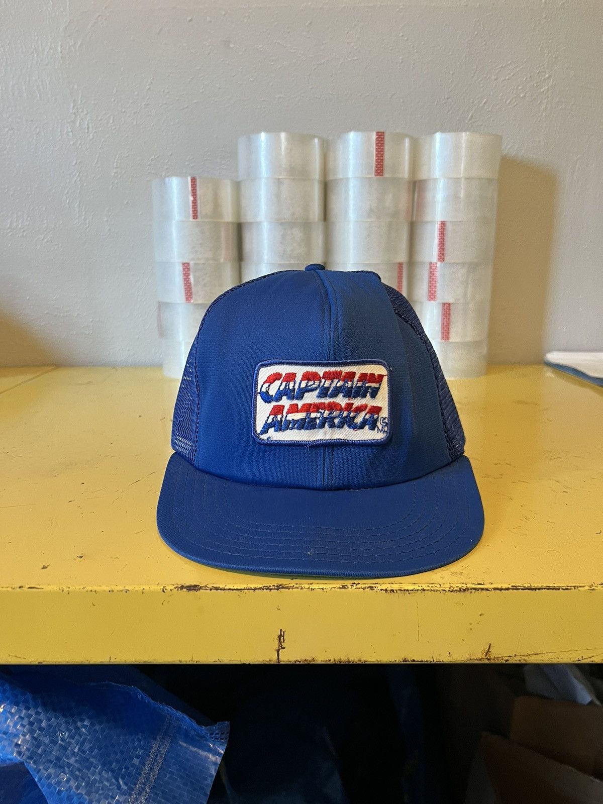 image of Marvel Comics x Vintage Captain America Hat in Blue, Men's