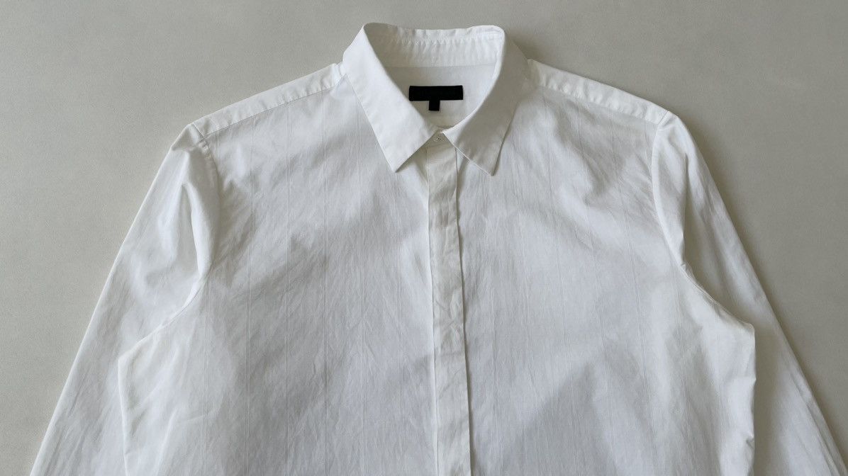 Ann Demeulemeester White Cotton Tonal Striped Shirt Size US M / EU 48-50 / 2 - 3 Thumbnail