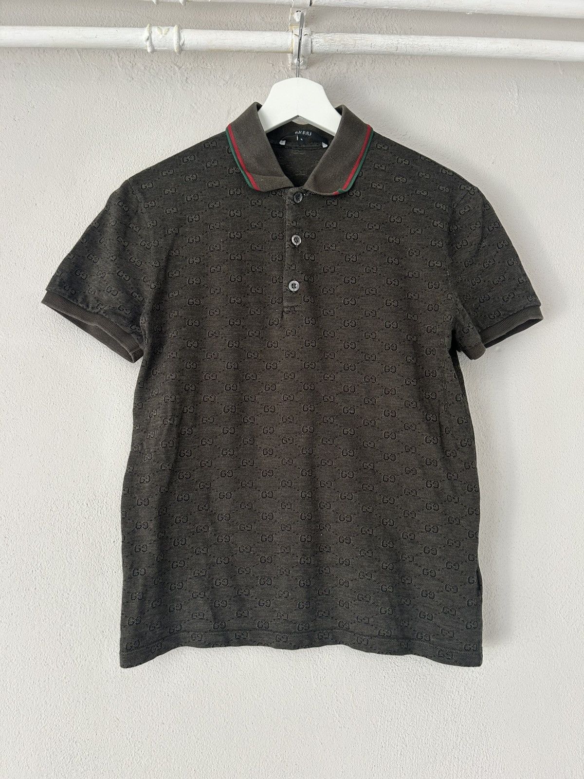 Gucci Monogram Polo with Web Collar - Size S Size US S / EU 44-46 / 1 - 1 Thumbnail