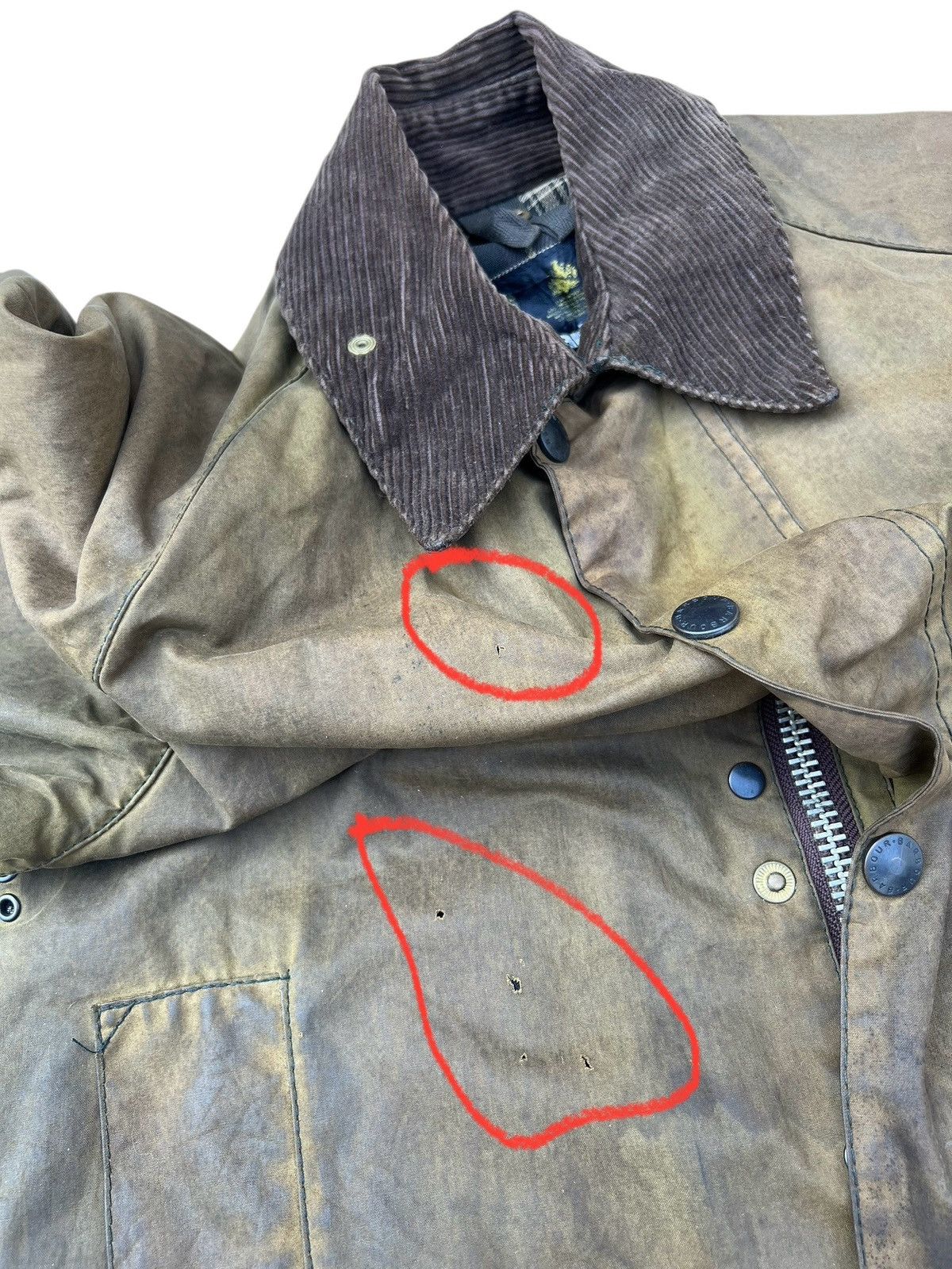 Barbour Trashed Vintage Barbour Beaufort Distressed Waxed Jacket Size US S / EU 44-46 / 1 - 9 Thumbnail