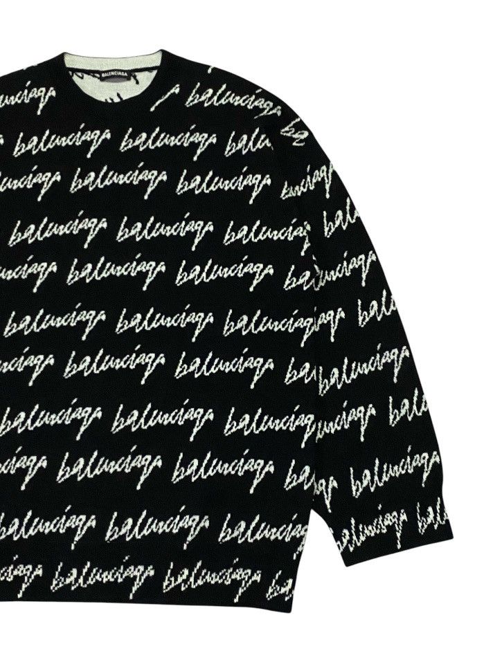Balenciaga Balenciaga Wool Scribble Logo Sweater Size US M / EU 48-50 / 2 - 9 Thumbnail