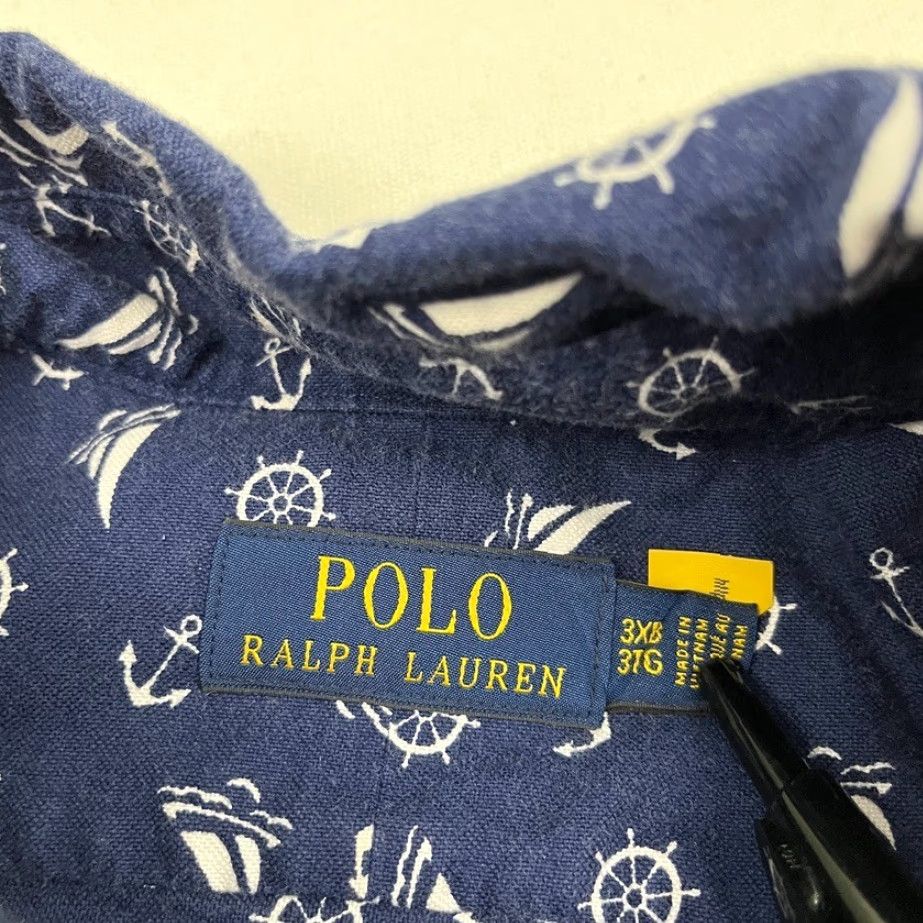 Polo Ralph Lauren VINTAGE is not applicable; use: Polo Ralph Lauren Shirt Mens 3XB Blue Nautical Yachting Button-Down Prep Shirt Size US XXL / EU 58 / 5 - 3 Thumbnail